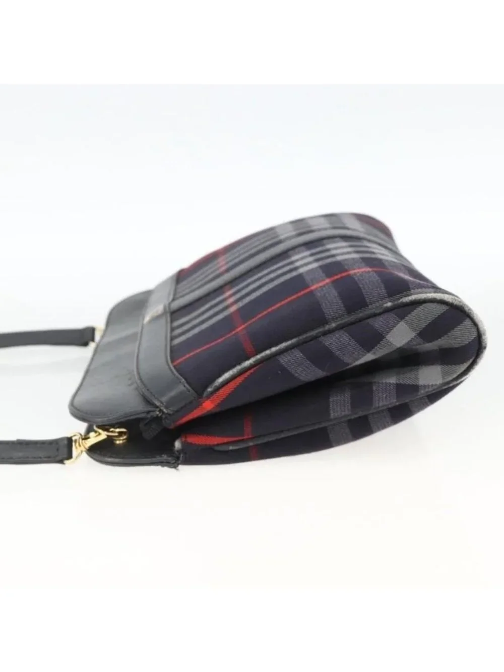 Authentic Burberrys Nova Check Shoulder Bag Canvas Navy Gold - Picture 10 of 16